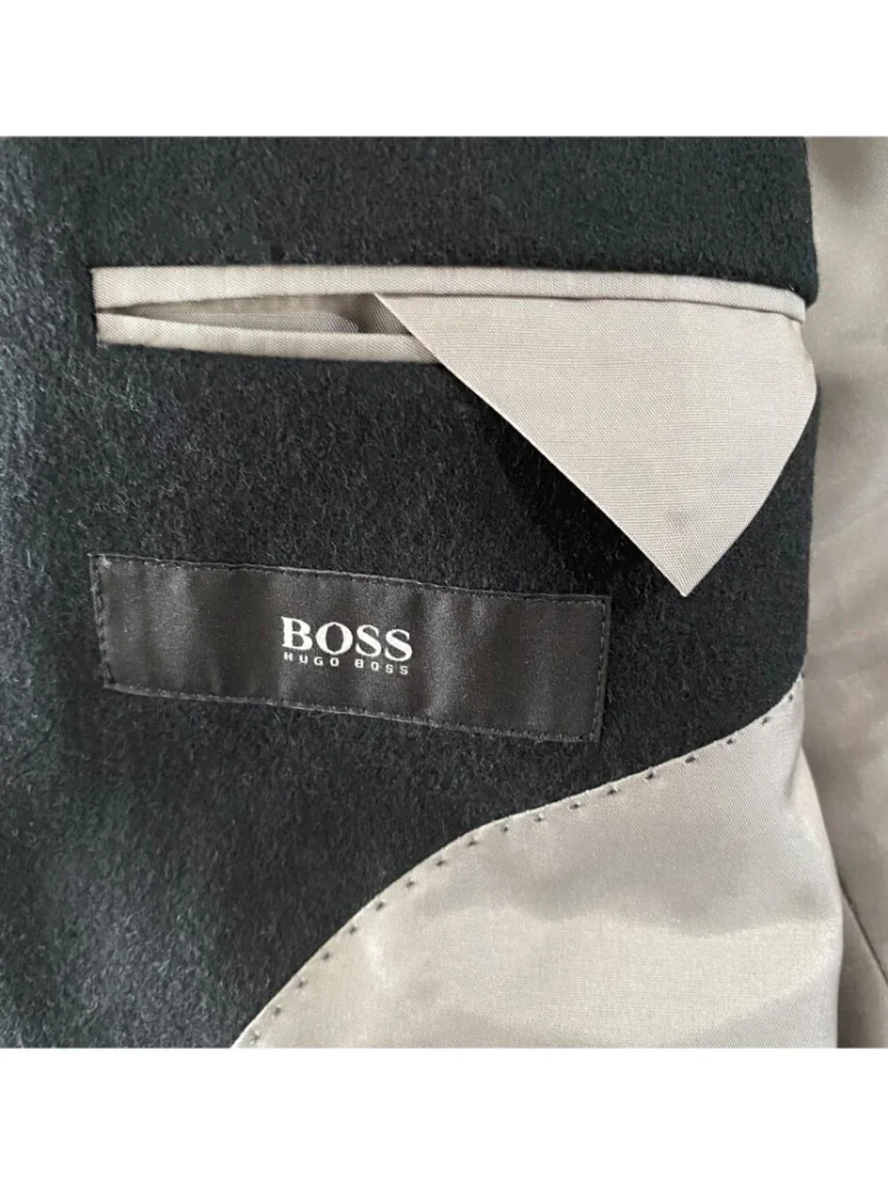 HUGO BOSS Black Label Madrid Stand Collar Military Jacket Mens 44R Black Cashmer
